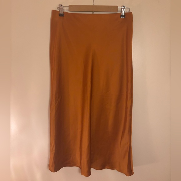 Worthington Dresses & Skirts - Worthington Rust Satin Midi Slip Skirt